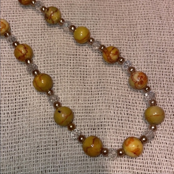 Natural Yellow Orange Stone Necklace Crystal spacers - Picture 8 of 12